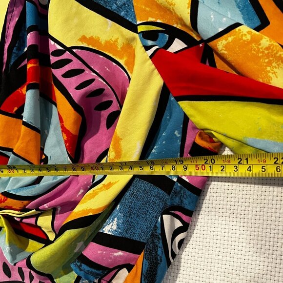 Anthropologie Live 4 Truth Bright Artsy retro cropped Tie Front Blouse 90s Large - Picture 6 of 9